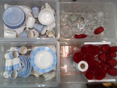 Lot to include a quantity of glassware and various dinner and tea wares, four boxes.