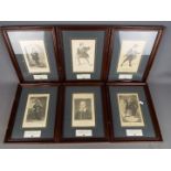 Six RSC prints of former actors, all mounted and framed under glass,