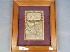Emanuel Bowen, a hand coloured engraving, A Map Of Che-Shire, mounted and framed under glass,