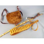 Shooting accessories - a leather cartridge bag,