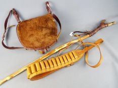 Shooting accessories - a leather cartridge bag,