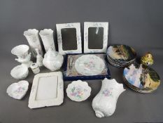 A collection of Aynsley 'Little Sweetheart' pattern ceramics to include picture frames,