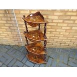 A good quality four tier, inlaid what not, approximately 108 cm (h).