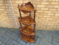 A good quality four tier, inlaid what not, approximately 108 cm (h).