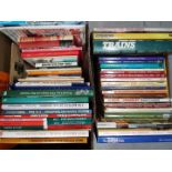 A large collection of books pertaining to transport, car, bus, trolleybus, tram, train related,