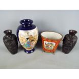 A Japanese vase, approximately 31 cm (h), two Chinese style vases and other.