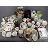 A mixed lot to include ceramics, glassware, plated ware, brassware and similar, two boxes.