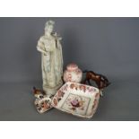 A small lot of mixed ceramics to include Masons Ironstone, Goebel bird figurine,