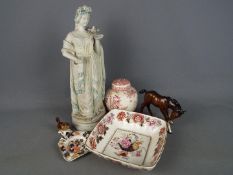 A small lot of mixed ceramics to include Masons Ironstone, Goebel bird figurine,