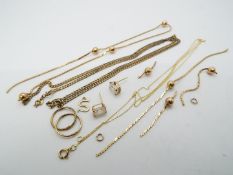 Scrap Gold - A quantity of 9ct scrap gold stamped 375 and 9ct and a further quantity of unmarked