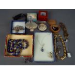 Lot to include costume jewellery, wristwatches, propelling pencil, Sheaffer pen and similar.