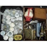 A mixed lot to include ceramics, glassware, brass ware, plated ware, a Wembley Sports camera,
