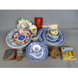 A mixed lot of ceramics, blue and white, studio pottery and similar.