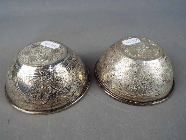 Two Egyptian silver bowls with chased decoration, c.1943, approximately 210 grams all in. - Image 3 of 3