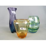 Three decorative art glass vases, largest approximately 30 cm (h).