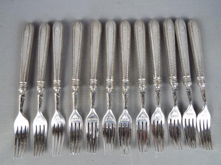 A canteen of Victorian silver cutlery, Sheffield assay 1843, - Image 3 of 5