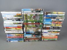 A box of DVD's, predominantly rail and steam related.