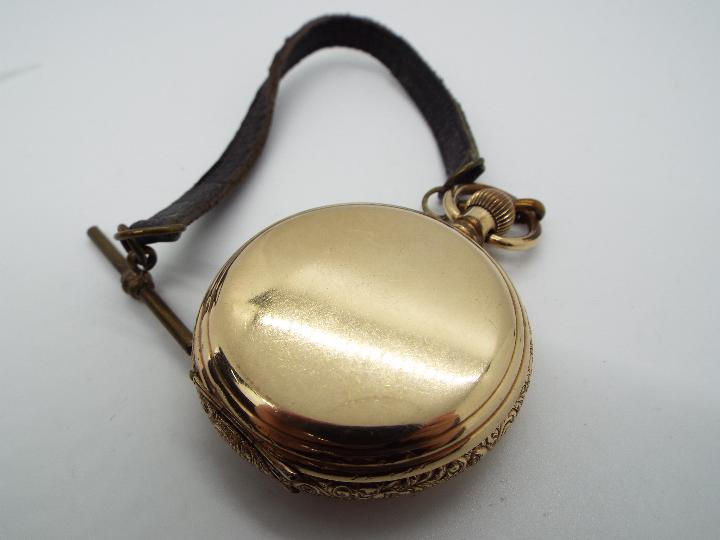 A yellow metal full hunter crown wind pocket watch, - Image 6 of 6