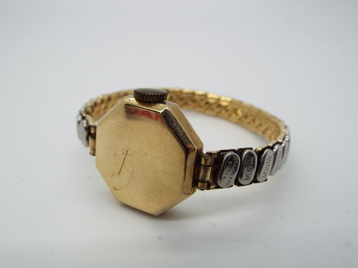 A 9ct gold cased lady's, Thomas Russell & Son, wristwatch having octagonal case, - Image 2 of 4