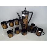 Portmeirion - A Portmeirion Pottery coffee set in the 'Phoenix' pattern by John Cuffley comprising