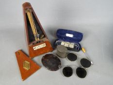 Lot to include a Maelzel Metronome, folding magnifying glass and other.