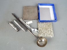 Lot to include a Georgian toddy ladle (indistinctly marked to the bowl),