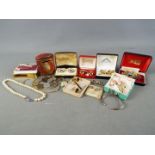 Lot to include costume jewellery, locket stamped '9ct B&F',