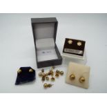 9ct gold - a pair of 9ct gold earrings with butterfly backs and a quantity on yellow metal earrings