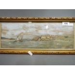 A framed watercolour depicting the port of El-Araish / Larache,