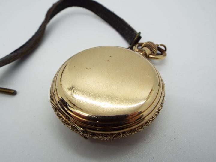 A yellow metal full hunter crown wind pocket watch, - Image 5 of 6