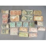 A collection of foreign banknotes to include WWII period Japanese Government notes in Rupee and