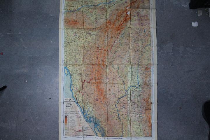 Rare WW2 RAF Silk Escape Map of India, etc.