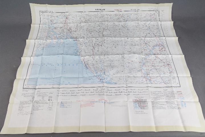 Cold War Fabric Survival Map of Arakan and Irrawaddy, 1957- Double-sided,