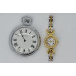 An Ingersoll open faced, crown wind pocket watch and a lady's Anne Klein II wristwatch.