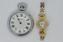 An Ingersoll open faced, crown wind pocket watch and a lady's Anne Klein II wristwatch.