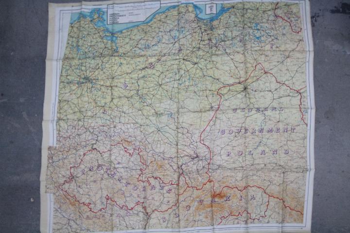 WW2 British Silk Escape Map of Europe- Double-sided, marked 43 E and 43 F.