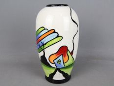 Lorna Bailey Pottery - a tall vase of ovoid form decorated in the Fantasia Cottage pattern,