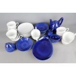 Swedish Ceramics - A collection of Rorstrand 'Blue Fire' ceramics by Hertha Bengtsson.