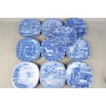 Swedish Ceramics - A collection of ten 1970's and 1980's Julen Rorstrand blue and white,