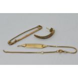 Scrap Gold - A bar brooch stamped 9ct,