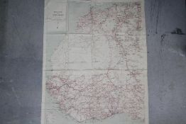 WW2 US Army Map Service Road Map of West Africa, 1942- Printed on cotton. Folded, good condition.