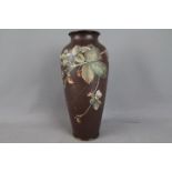 Villeroy & Boch Mettlach - A large stoneware vase with strawberry plant and bird decoration,