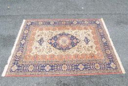 A good quality silk carpet measuring approximately 300 cm x 200 cm.