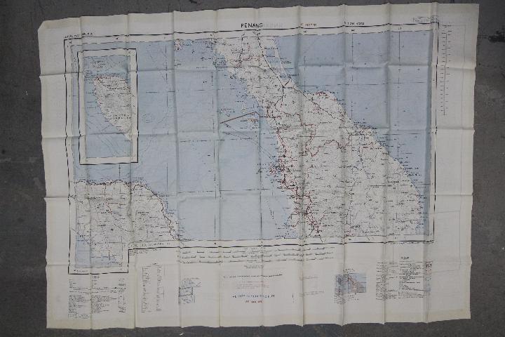 Cold War Fabric Escape Map of Penang and Singapore 1957- Produced by the War Office, Edition I-GSGS. - Image 2 of 2