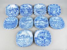 Swedish Ceramics - A collection of ten 1980's and 1990's Julen Rorstrand blue and white,