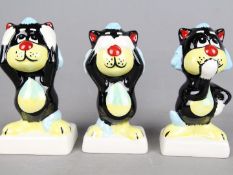 Lorna Bailey Pottery - a group of three Cat figurines 'Speak no Evil, See no Evil, Hear no Evil',