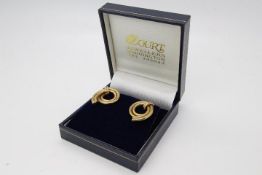 9ct gold - a pair of 9ct gold earrings with butterfly clasps, stamped 9ct,