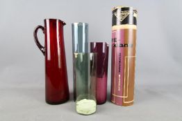 Swedish Glassware - Three vintage, graduated glass vases of cylindrical form by Gullaskruf,