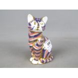 Royal Crown Derby - a paperweight in the style of a seated cat,