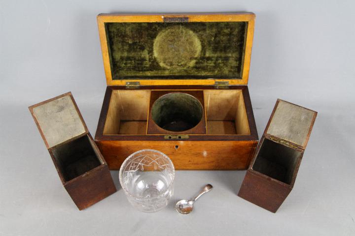 An early 19th century tea caddy, the interior fitted with two subsidiary caddies and mixing bowl, - Image 2 of 3